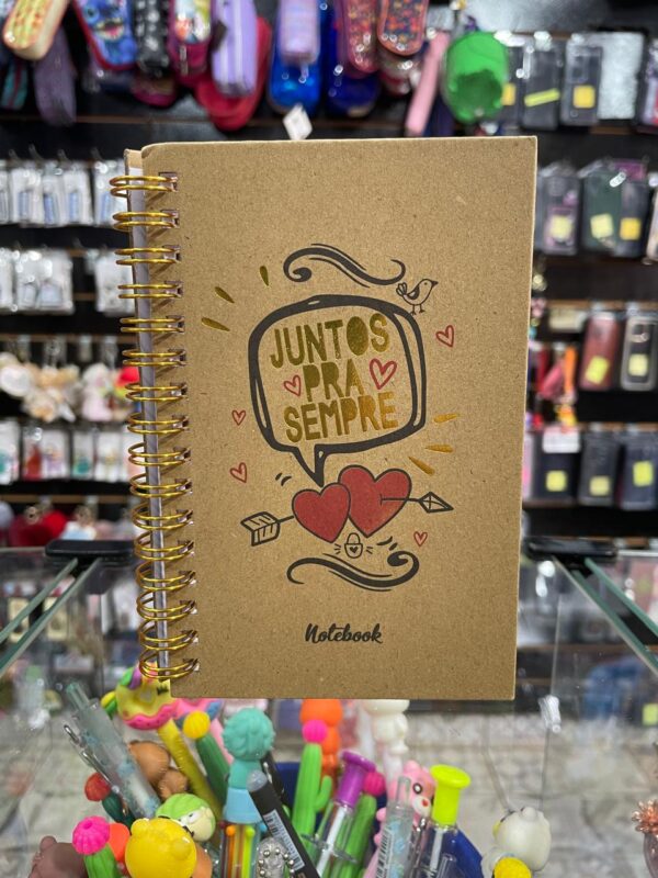 BLOCO DE NOTAS DOURADO JUNTOS PARA SEMPRE 80 FOLHAS