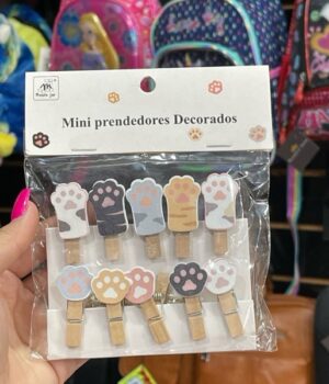 MINI PRENDEDORES DECORADOS PATA DE GATO 10 UNIDADES