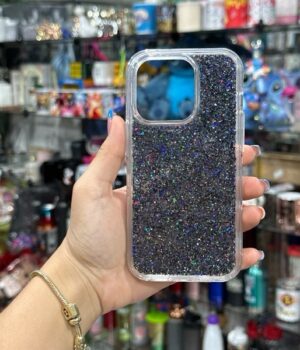 CAPINHA IPHONE 15 PRO GLITTER PRETO