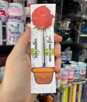 TAG ROSA VERMELHA E CANETA AZUL 6155