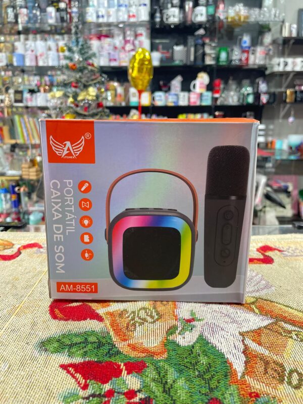 CAIXA DE SOM BLUETOOTH COM MICROFONE PRETO AM-8551 - Imagem 2
