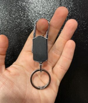CHAVEIRO INOX COM MOSQUETÃO E DUPLA ARGOLA