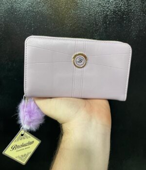 CARTEIRA FEMININA LILÁS COM POMPOM BAOLUOLAN