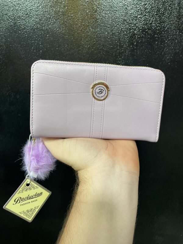CARTEIRA FEMININA LILÁS COM POMPOM BAOLUOLAN