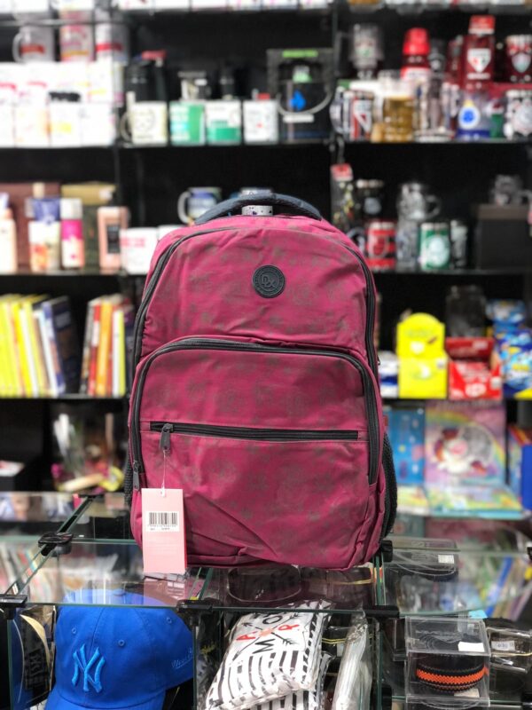 MOCHILA ROSA FLORAL COM CINZA DENLEX