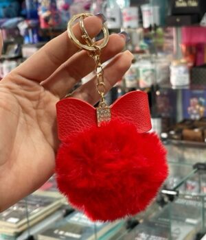 CHAVEIRO POMPOM VERMELHO COM LAÇO
