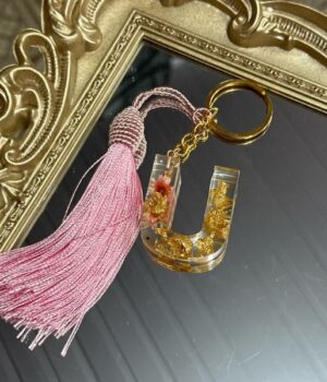 CHAVEIRO DE RESINA | LETRA U | ROSA