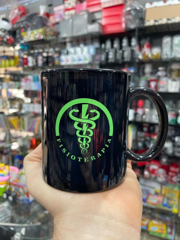 CANECA PORCELANA TODA PRETA | FISIOTERAPIA VERDE - Imagem 2