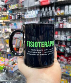 CANECA PORCELANA TODA PRETA | FISIOTERAPIA VERDE