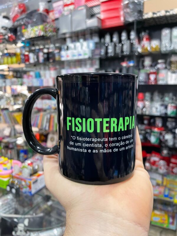 CANECA PORCELANA TODA PRETA | FISIOTERAPIA VERDE