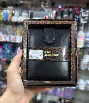 CARTEIRA ARTE ACESSÓRIOS | PRETO COM ABOTOADOR 310