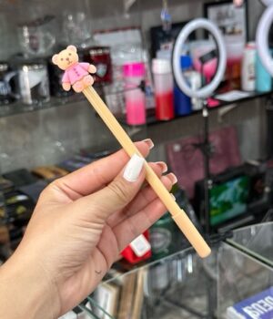 CANETA URSO LARANJA TINTA PRETA
