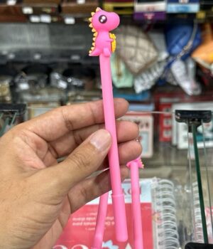 CANETA DINOSSAURO ROSA TINTA PRETA