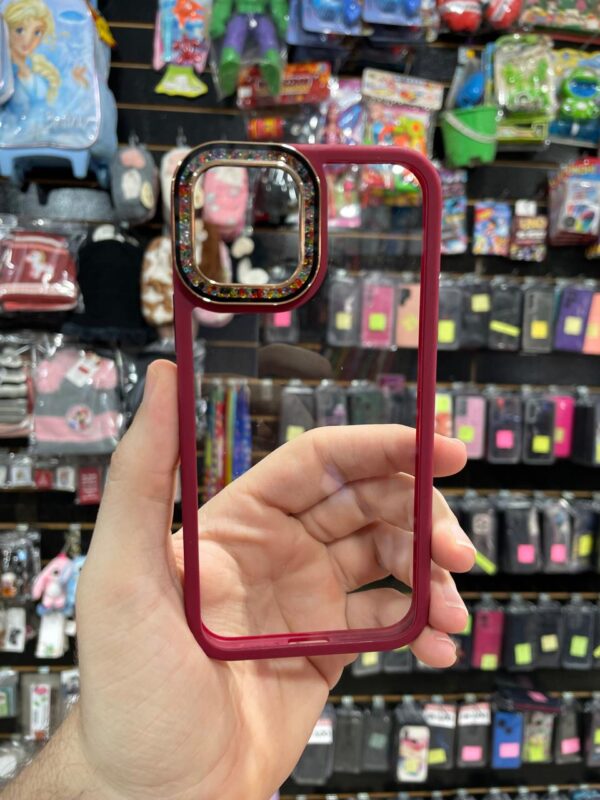 CAPINHA DE CELULAR IPHONE 12 / 12 PRO SPACE CASE BORDA VERMELHO COM STRASS