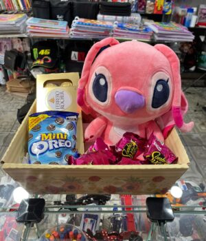CESTA STITCH ANGEL COM FERRERO ROCHER, MINI OREO E 5 BOMBONS
