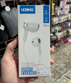 FONE DE OUVIDO COM FIO BRANCO LELONG 0212