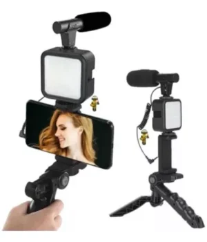 KIT DE PRODUÇÃO DE VÍDEO 4x1 - TRIPÉ LED MICROFONE SUPORTE LE-3628