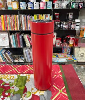 GARRAFA TÉRMICA VERMELHA COM INFUSOR E TERMÔMETRO DIGITAL 800ML