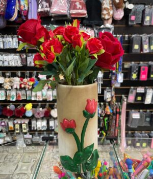 VASO COM ROSAS ARTIFICIAIS