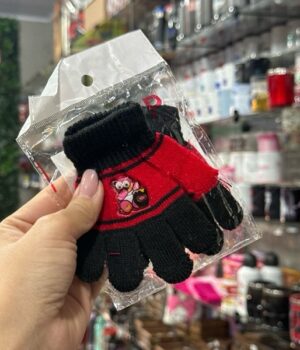 LUVA INFANTIL P PRETO COM VERMELHO