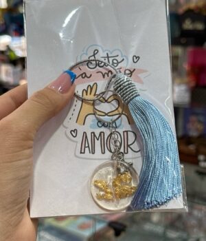 CHAVEIRO HARRY POTTER TRANSPARENTE COM TASSEL AZUL