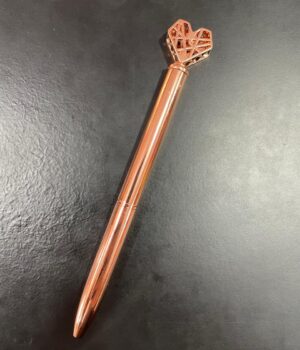 CANETA LUXO COROA CORAÇÃO ROSÉ