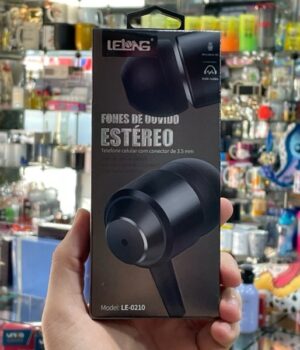 FONE DE OUVIDO COM FIO PRETO LE-0210