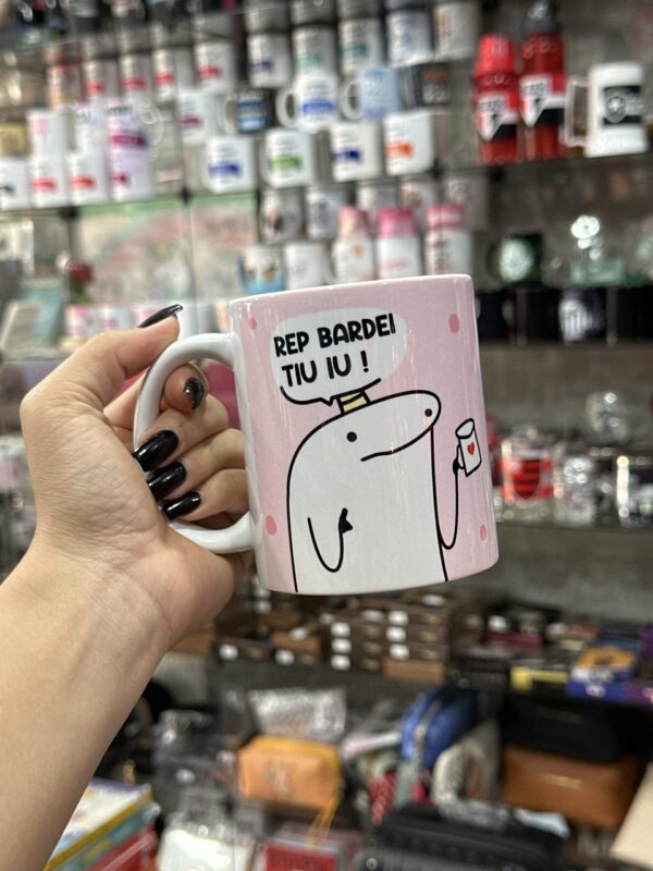 CANECA DE PORCELANA BRANCA FELIZ ANIVERSÁRIO ROSA FLORK - Imagem 5