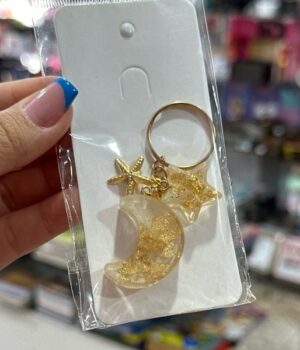 CHAVEIRO ESTRELA E LUA TRANSPARENTE