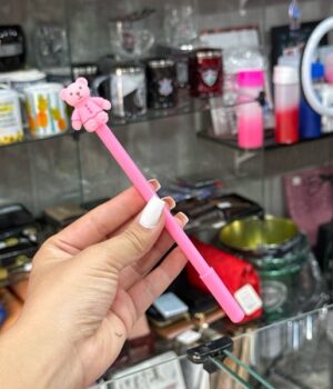 CANETA URSO ROSA TINTA PRETA