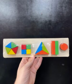 BRINQUEDO EDUCATIVO  ENCAIXE DIVERTIDO FORMAS E FRAÇÕES 5 COLUNAS MDF SORTIDO