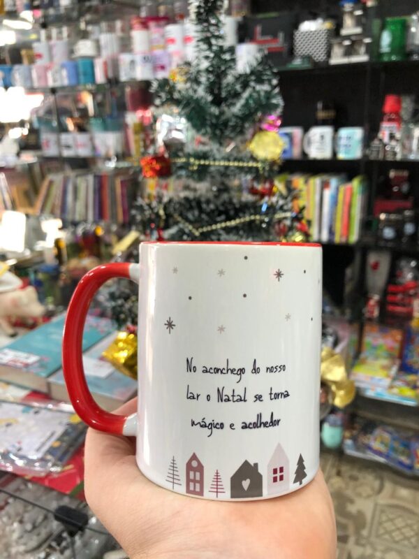 CANECA ALÇA E INTERIOR VERMELHO FELIZ NATAL NO ACONCHEGO...
