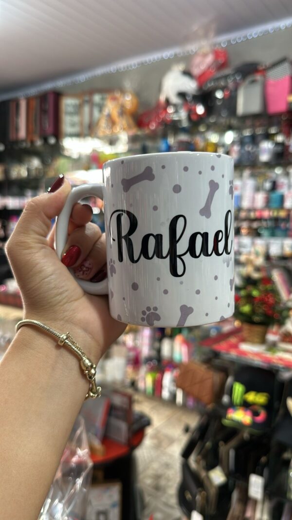 CANECA BRANCA PET COM NOME RAFAEL