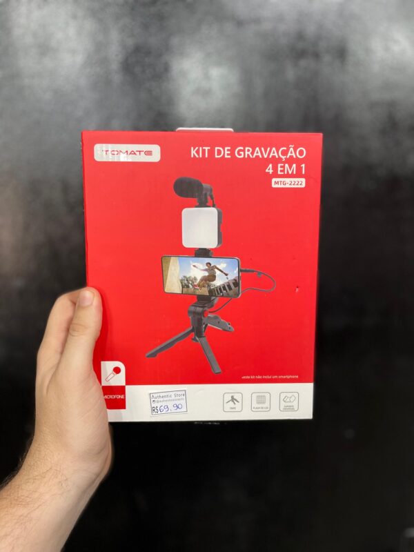 KIT DE GRAVAÇÃO 4x1 - TRIPÉ LED MICROFONE SUPORTE - TOMATE MTG-2222
