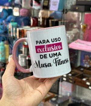 CANECA DE ALÇA E INTERIOR ROSA MUSA FITNESS