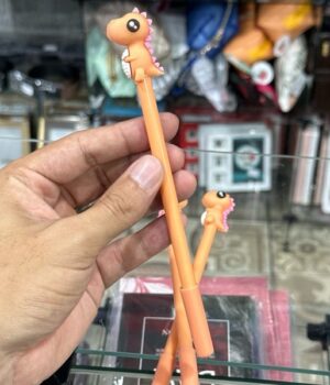 CANETA DINOSSAURO LARANJA TINTA PRETA