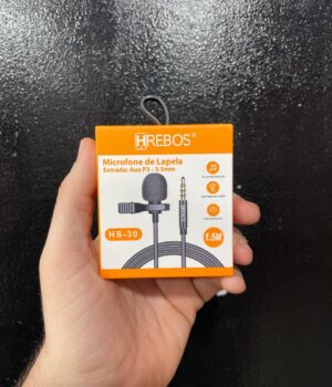MICROFONE DE LAPELA COM FIO P2 / P3 HREBOS HS-30