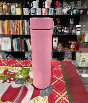 GARRAFA TÉRMICA ROSA COM INFUSOR E TERMÔMETRO DIGITAL 800ML