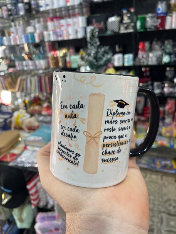 CANECA DE PORCELANA FORMATURA ALÇA E INTERIOR PRETO - Imagem 2