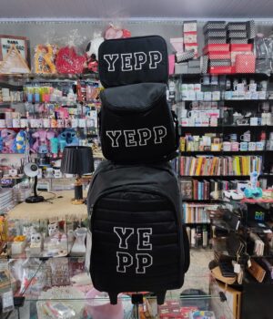 MOCHILA DE RODINHA PRETO YEPP - KIT COM MOCHILA, BOLSA E ESTOJO