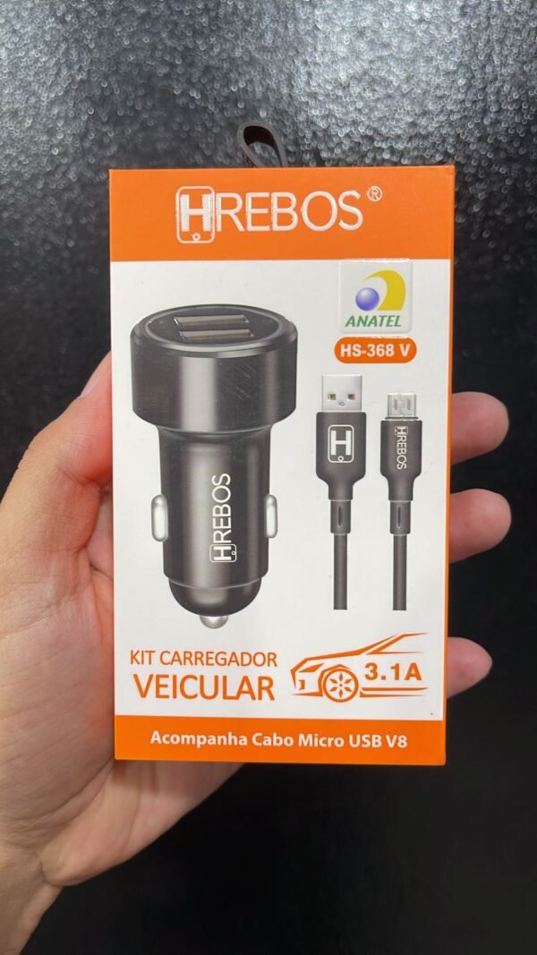 CARREGADOR VEICULAR V8 HREBOS HS-368 V