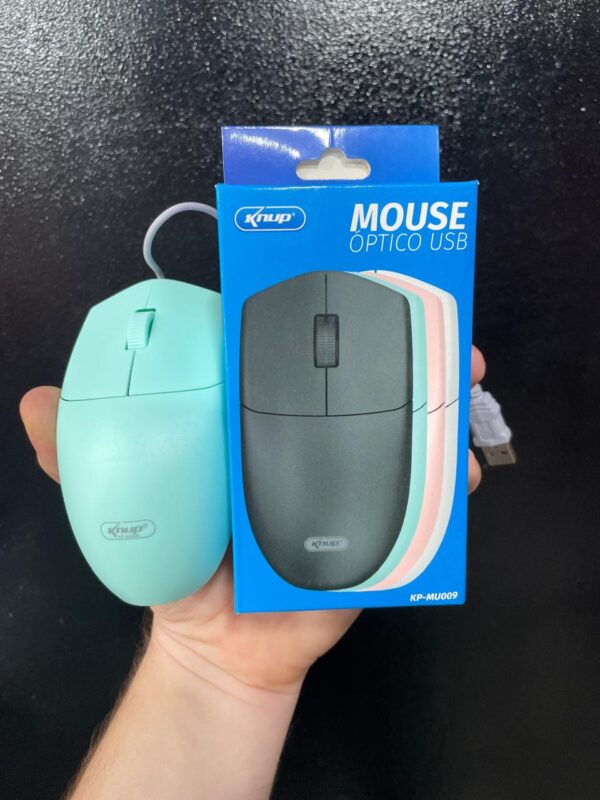 MOUSE COM FIO KNUP KP-MU009 USB 2.4G VERDE ÁGUA