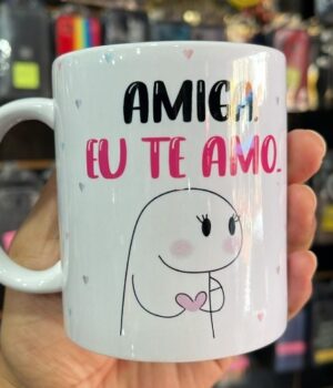 CANECA PORCELANA BRANCA AMIGA EU TE AMO