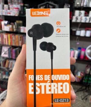 FONE DE OUVIDO COM FIO COM BORRACHINHA PRETO LE-0213
