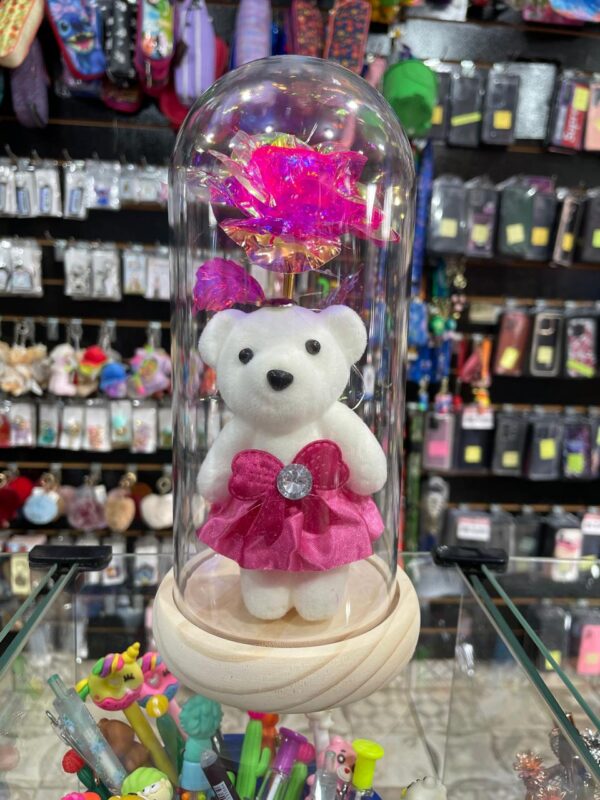 LUMINÁRIA COM URSINHO DE PELÚCIA ROSA ESCURO