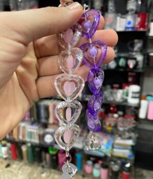 PHONE STRAP CORAÇÕES TRANSPARENTES