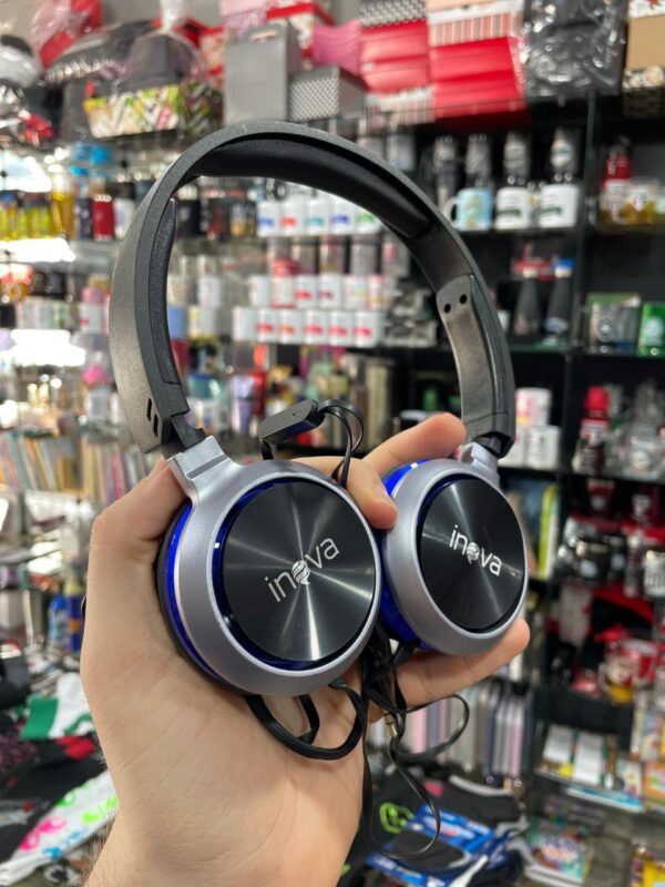 FONE DE OUVIDO HEADSET COM FIO INOVA CINZA COM PRETO & AZUL