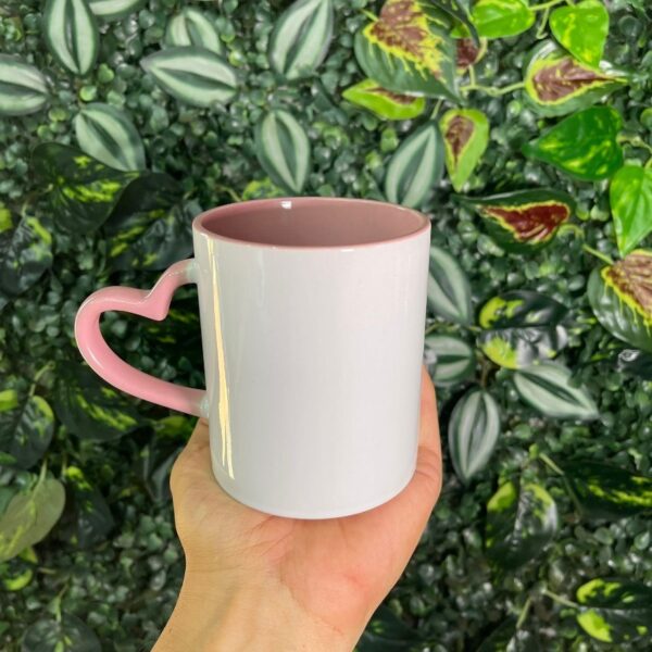 CANECA ALÇA CORAÇÃO ROSA CLARO