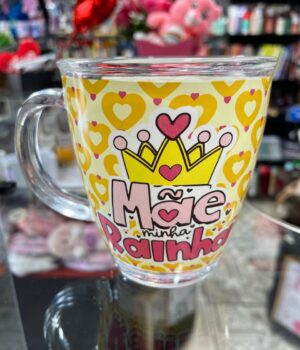 CANECA DE VIDRO MÃE MINHA RAINHA