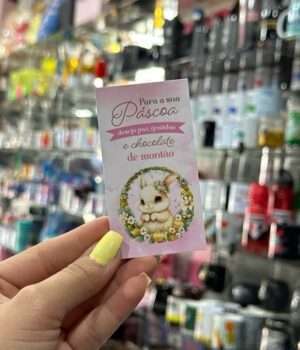 CARTÃO DE PÁSCOA: PARA A SUA PÁSCOA DESEJO PAZ, GRATIDÃO E CHOCOLATE DE MONTÃO